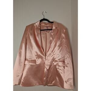GUESS Satin Blush Pink Blazer L Hook Rose Gold Evening Statement Going Out